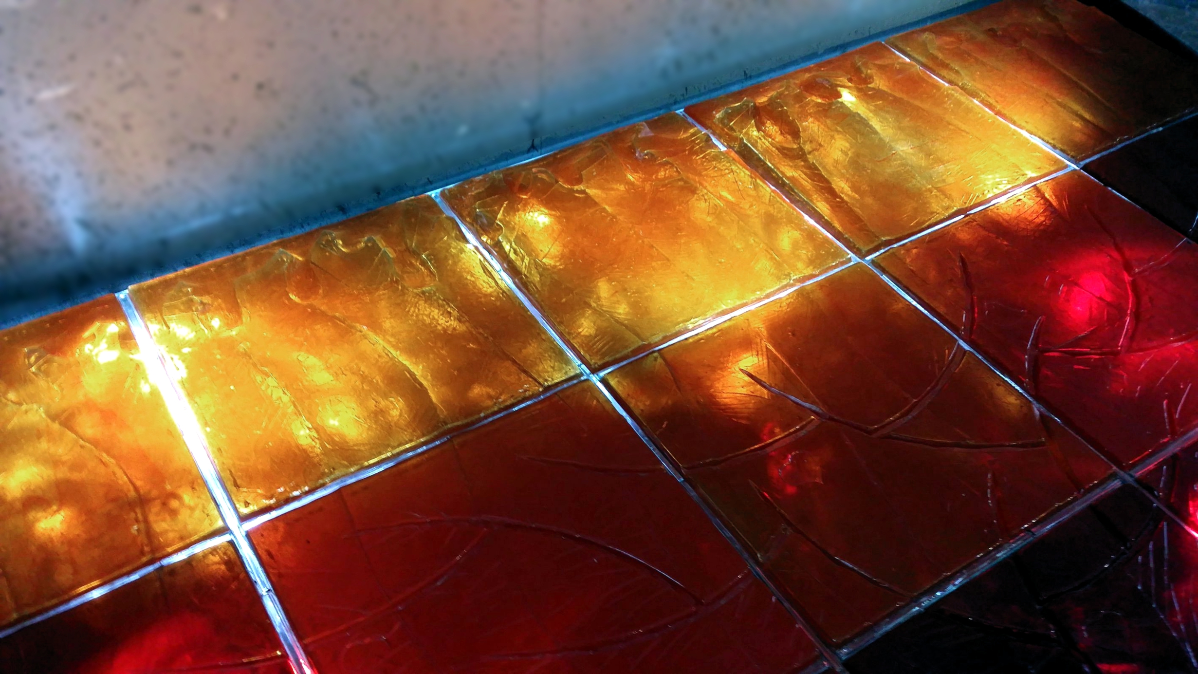 Detail of the Burning Bush illuminated glass floor