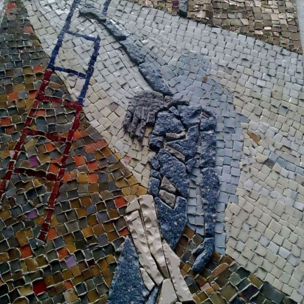 Close-up of the stone arrangement in the Gniewino mosaic