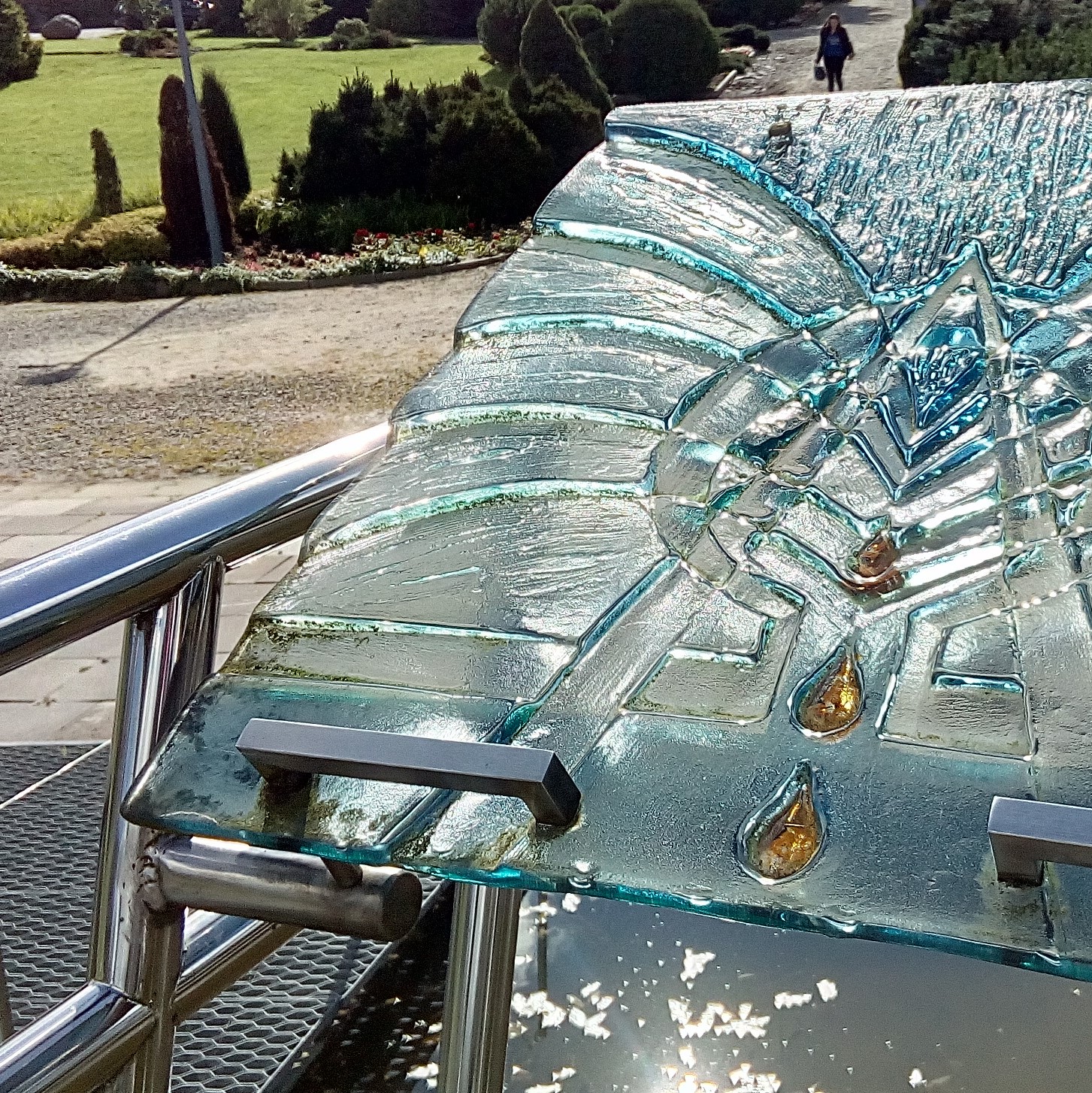 Detail of a glass surface in the Cultural Park in Sierakowice